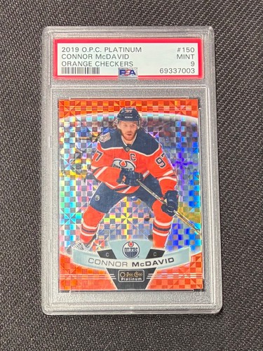 2019-20 O-PEE-CHEE PLATINUM CONNOR MCDAVID ORANGE CHECKERS #ED 3/25 PSA 9