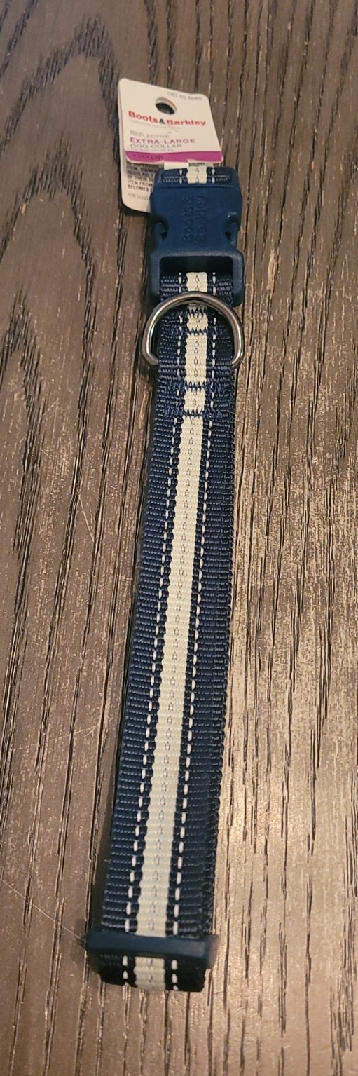 Boots & Barkley XLarge Dog 90+ lbs Collar Blue Tan Reflective 1" W x 20