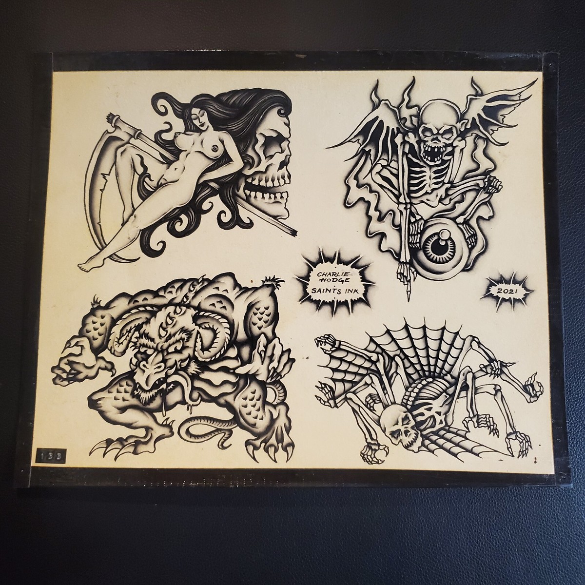 Original Tattoo Flash Sheets 11x14 Handpainted Shop Used | eBay