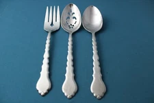 3pc Serving Tablespoon Pierced Fork Oneida CELLO Community Stainless