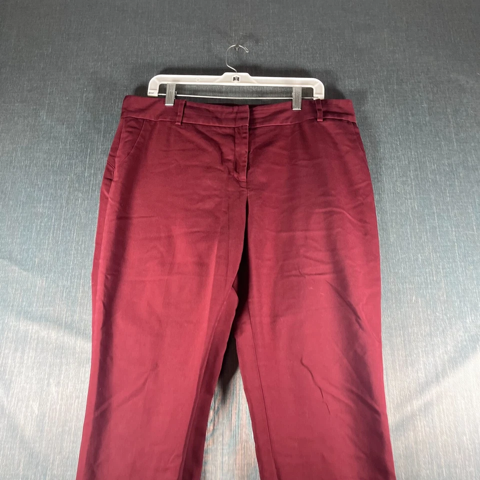 Pantalones de vestir Chaus New York para mujer talla 14 algodón borgoña elástico bolsillos cortados Foto 4 de 4