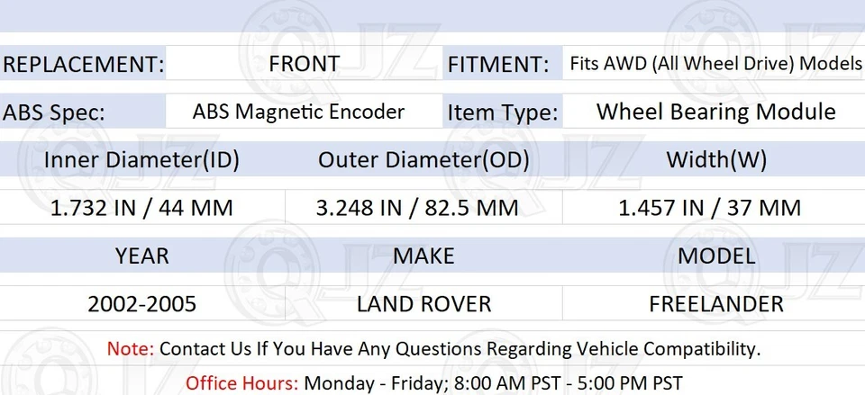 [2-Pack] 5100087 FRONT Wheel Hub Bearing for 2002-2005 Land Rover Freelander - Image 2 of 4