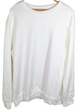 Mens Crewneck Sweatshirt Long Sleeve Leisure Warm Fleece Pullover Top White XXL