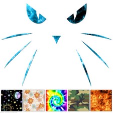Cat Whiskers Face - Decal Sticker - Multiple Patterns Sizes - ebn7137
