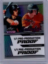 Gavin Turley Trent Caraway 2024 Leaf Vivid Baseball 1/1 Pre Production Proof