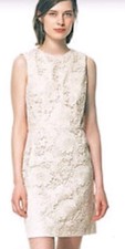 ZARA Women's Ivory Floral Lace Cotton Poplin Sleeveless Open Back Dress Sz L