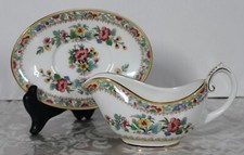 COALPORT BONE CHINA MING ROSE GRAVY/SAUCE BOAT & UNDERPLATE IN PRESENTATION BOX