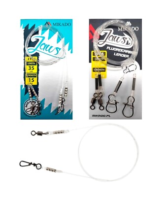 4x Mikado Jaws Fluorocarbon Raubfischvorfach Vorfach Schnur 25cm - 50cm bis 42kg