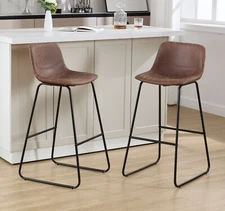 Bar Stools Set of 2 Modern Bar Stools with Back and Footrest Counter Height