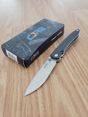 CJRB Ria Linerlock Folding Knife 3'' 12C27 Steel Blade Black Carbon Fiber Handle