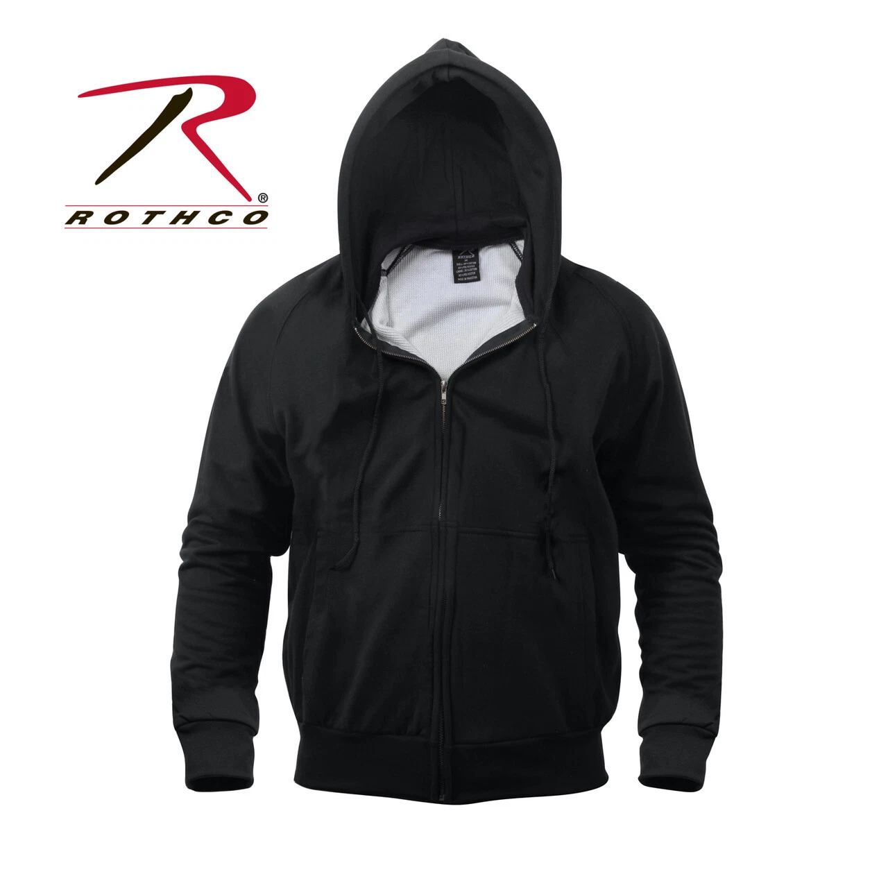 Thermal Lined Zipper Hooded Sweatshirt - Navy Blue