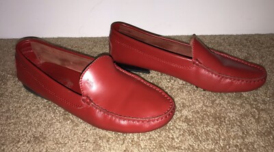 Tods Tod's True Red Loafers Driving Moccasins Leather Slip On  9 9.5 US