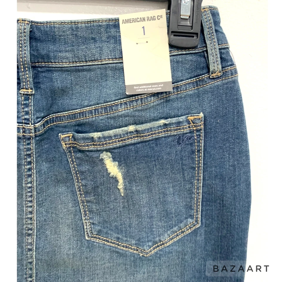 Minifalda American Rag CIE Denim Corte Dobladillo Crudo Parte Inferior Talla: 1 Foto 3 de 4