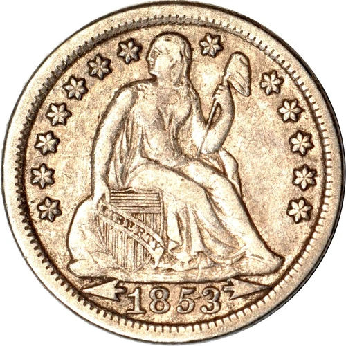 1853 10C Arrows Seated Liberty Dime XF K18426