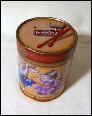 Collectable LambertZ Cookie Gift Box/Tin with Rabbit Christmas Music Box #RA104