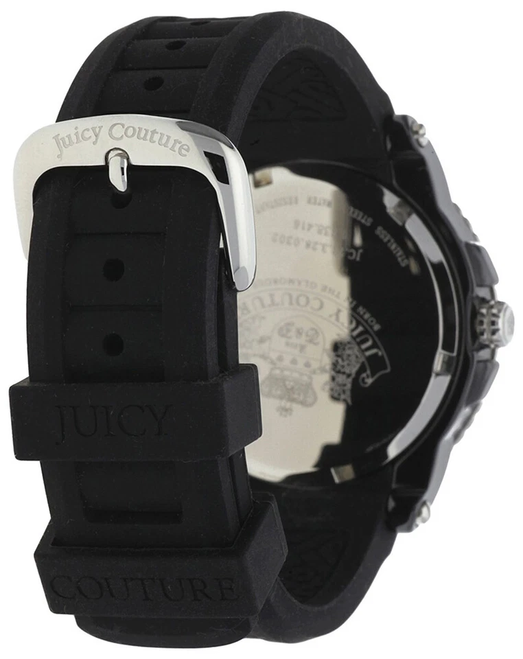 Juicy Couture Pedigree Cuarzo Esfera Negra Goma Reloj Mujer Día Fecha 1900754 Foto 2 de 3