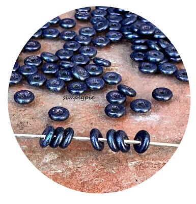 Blue Suede OBEAD Donut Rings 100 Pcs Small Rondelle Czech Glass Beads