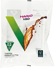 Hario V60 Paper Coffee Filter, Size 02, White, 100ct White 