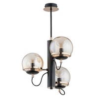 Deckenleuchte 3-Flammig Schwarz Bernstein E14 L:38 Cm Deckenlampe Schlafzimmer