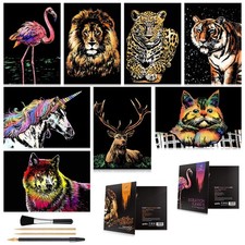 Scratch Art for Kids  Adults, Rainbow 11.6 x 8.3 inches, Animal Series