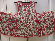 HANDMADE BIB APRON PRETTY RED ROSES