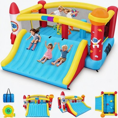 Castle Bounce House w/Extra-Wide Slides and Blower, Inflatable Bouncer for Kids