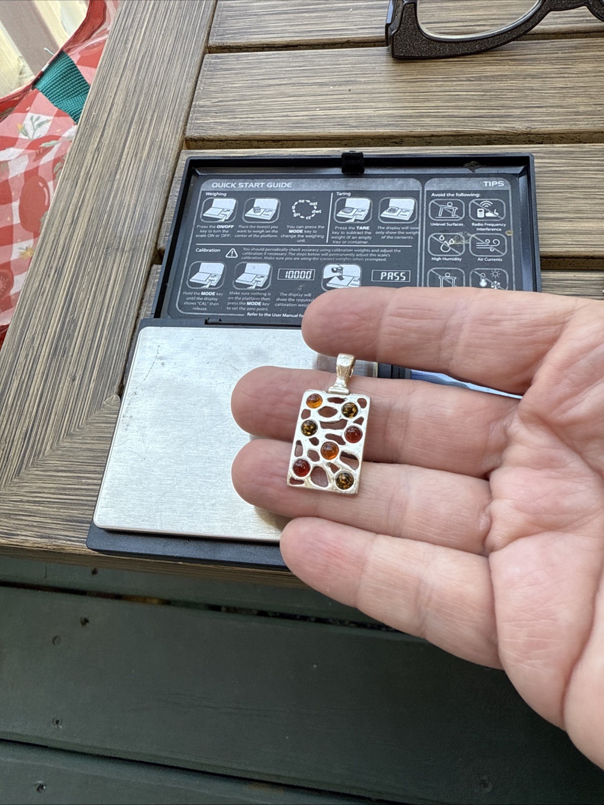 Multicolor Genuine Amber Rectangular Pendant 925 … - image 4