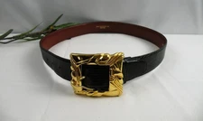 Barry Kieselstein-Cord Art Bronze Belt Buckle Genuine Lizard Black USA 38 (3)