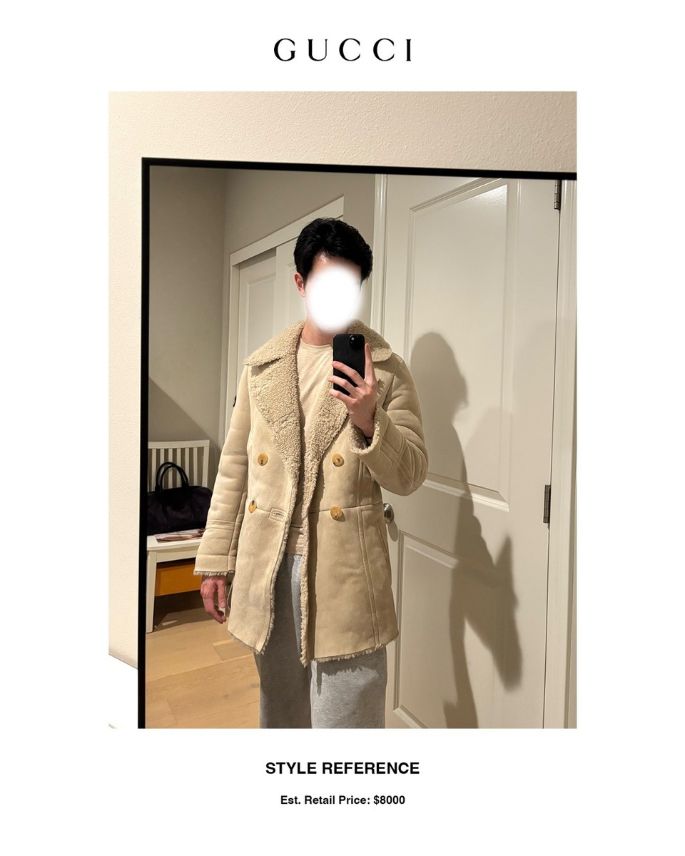 GUCCI Tom Ford Era Lambskin Suede Shearling Leather Coat Jacket