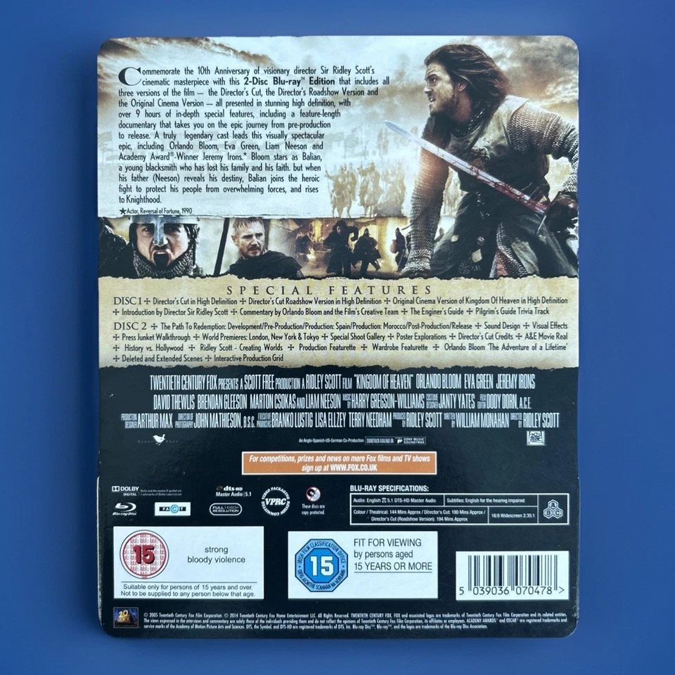 Kingdom of Heaven (Blu-ray, 2015) Zavvi Exclusive Ultimate Edition Steelbook UK - Image 2 of 4