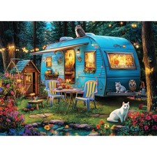 300 Piece Jigsaw Puzzle Adults Kids Camper Cat Scenic Outdoor Picnic 20.5 x 15