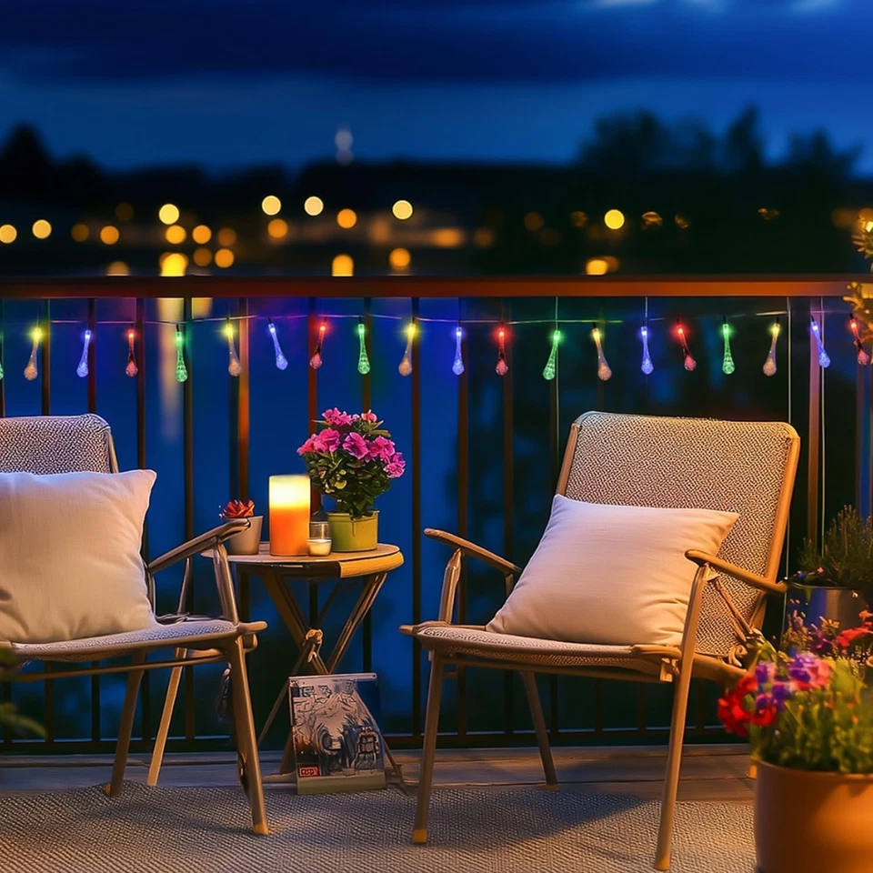 Waterdrop Solar String Lights Outdoor, 16/22/39ft Waterproof for Garden Party - Image 4 of 4