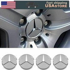 Fit-for Mercedes Benz C E S Hub Caps Wheel Center 4 X 75mm Matte Chrome Emblem