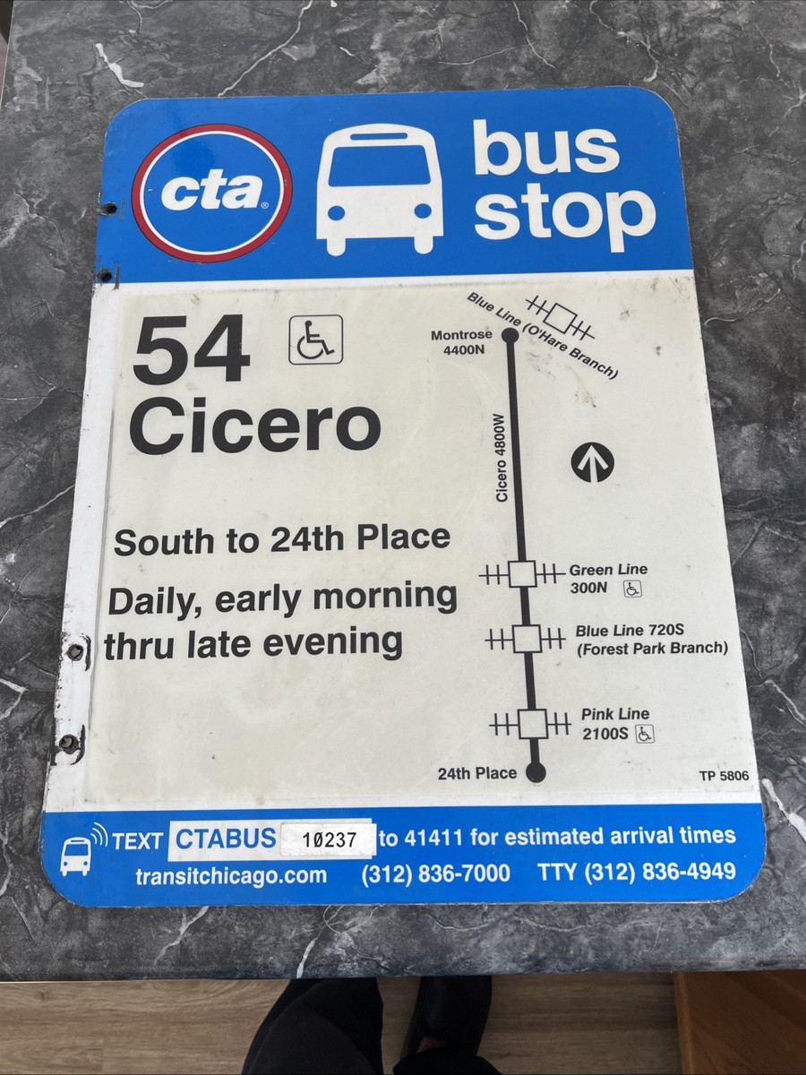 City Of Chicago CTA Metal Sign 18 x 24 Bus Stop double sided