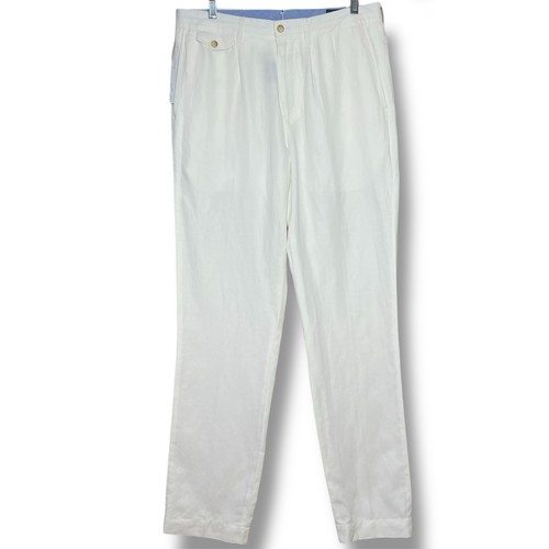 Polo Ralph Lauren Linen Silk Blend Pants Pleated Front Mens 32x32 Tapered Preppy