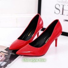 Women's Pointed Toe Pumps Patent Leather High Heels Wedding Shoes Stilettos