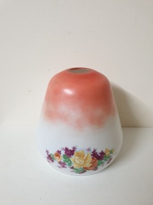 Alter Glas LAMPENSCHIRM Blumenmuster sieht aus wie Art Deco - T 5 3/4'' x B 5,5''
