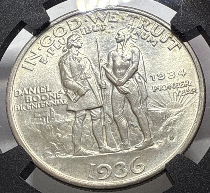 1936-S Daniel Boone Commemorative Silver Half Dollar 50C Coin NGC MS66 VaultBox - Image 4 of 4