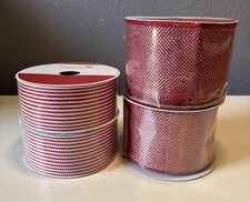 2 Wired Ribbon 2.5in x 15ft  2 Ribbon 1.5in x 20ft Red  White Celebrate It New