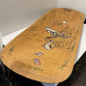 Prophet Cheyenne Ledger Art Painted Wood Serving Tray Native American 1900s