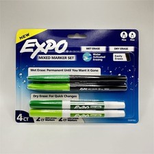 Expo Mixed Marker Set Wet Erase  Dry Erase Markers 4 Count Green