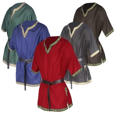 Waffenrock Gothic Mittelalter Hemd Tunika Vitus Kurzarm Herren Wikinger Top Cos - Bild 1 von 4