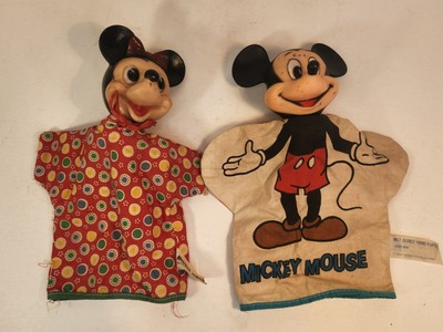 Lot Of 2 Walt Disney Mickey & Minnie Mouse Hand Puppets 1960's Japan Vtg Cloth