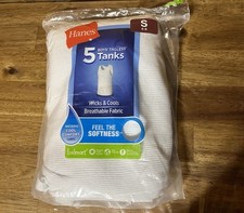 Hanes Boys  Tag less Tanks, Breathable Fabric,Small 6-8 , White, B-1052 