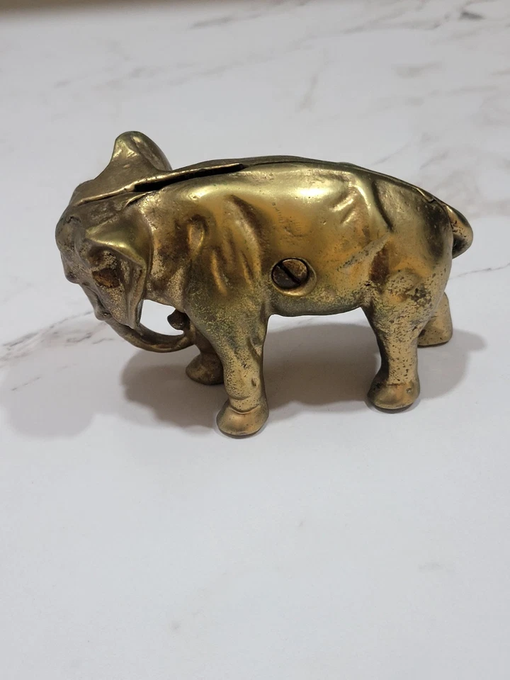 Vintage Brass Elephant Still Bank Heavy Excellent Condition  - Image 4 of 4