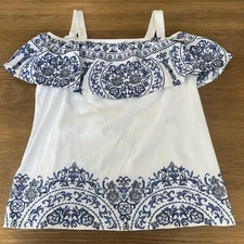 I-N-C International Concepts Women’s Blue And White Blouse.  - Size Large -