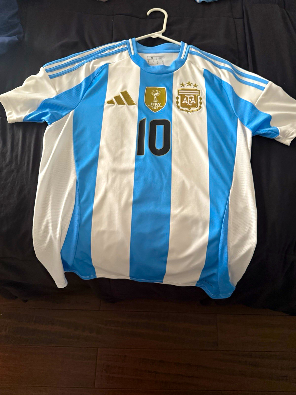 adidas Argentina Lionel Messi #10 Soccer Jersey White/Blue Size M WC 2022