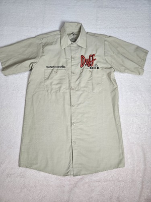 #ad Universal Studios The Simpsons Quality Control Duff Beer Work Shirt Size Small $29.99