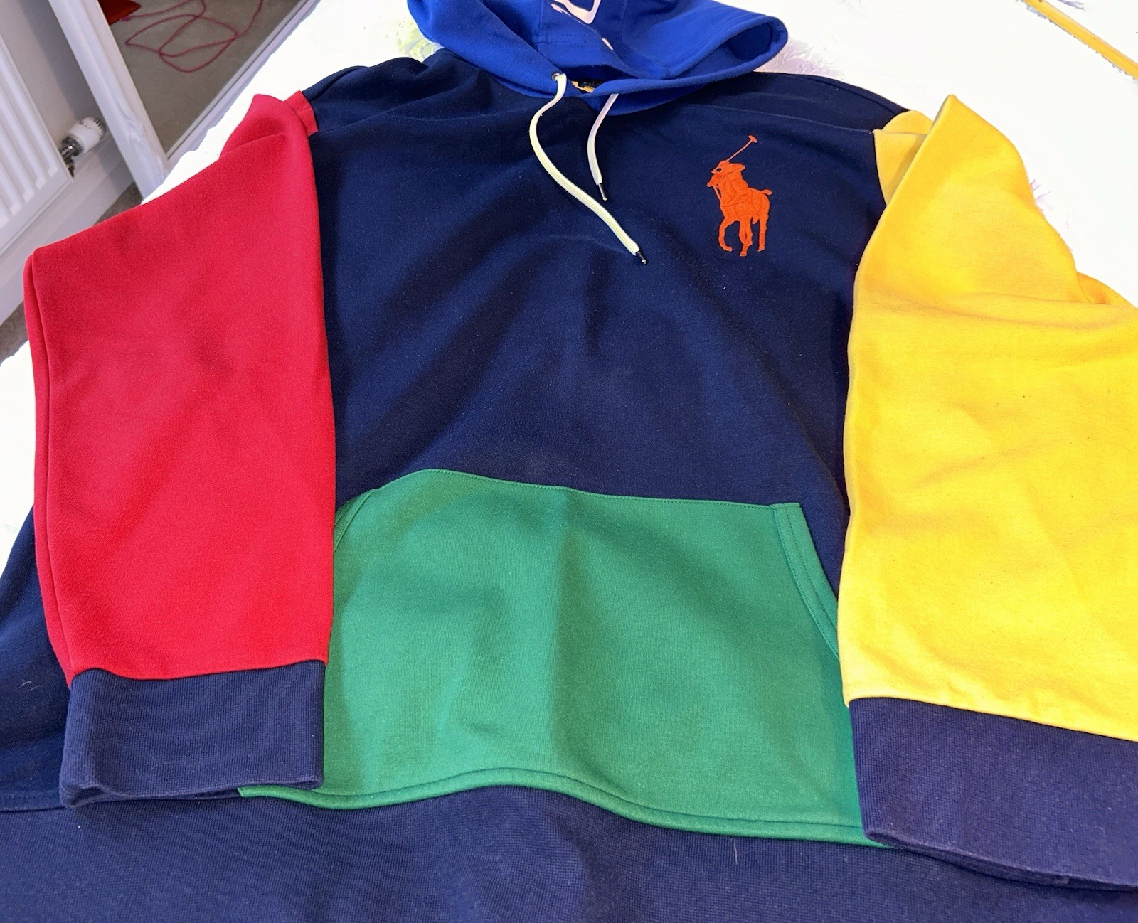Splendida Felpa con Cappuccio Ralph Lauren Bright Multicolore Pony Uomo XXL