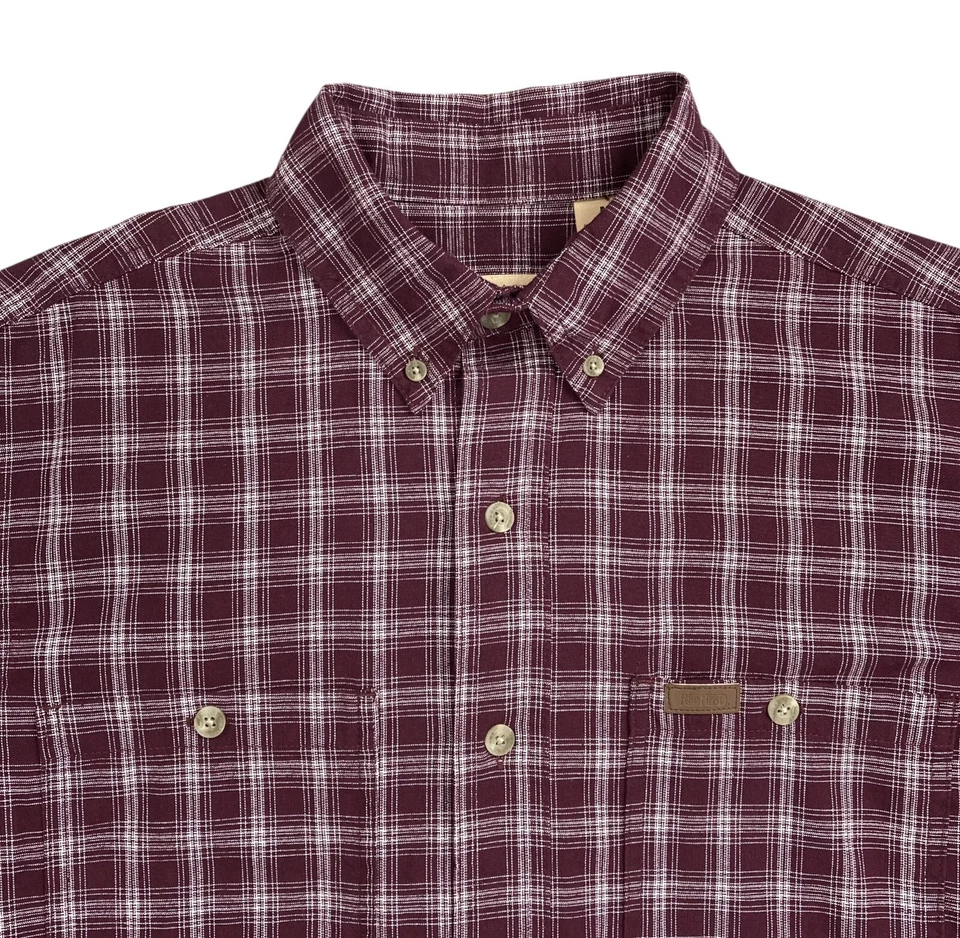 Camisa RedHead Gingham Cuadros SS Para Hombres M Algodón Cuello Abotonado Púrpura Blanca Foto 4 de 4